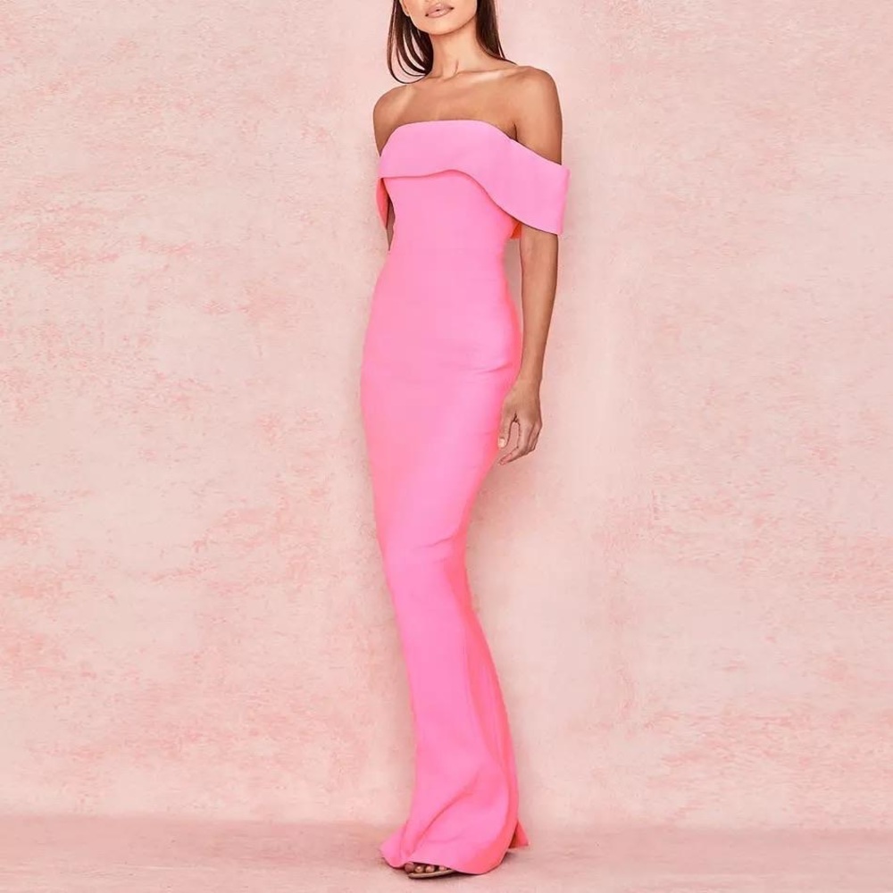 House of cb Shelby xxs pink off shoulder maxi dress
